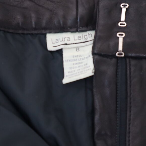 Laura Leigh Ltd VINTAGE Women's Black Leather Pants| Sz 8 |High Wasted | 80s 90s - Picture 8 of 9